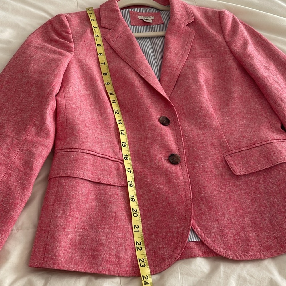J.Crew Pink Linen Cotton Blazer Tailored Classic Fit Size 6 - Picture 12 of 16